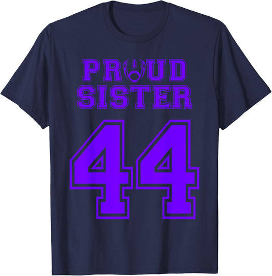 Custom Proud Football Sister Number 44 P Personalized T-Shirt - T-Shirt | Navy
