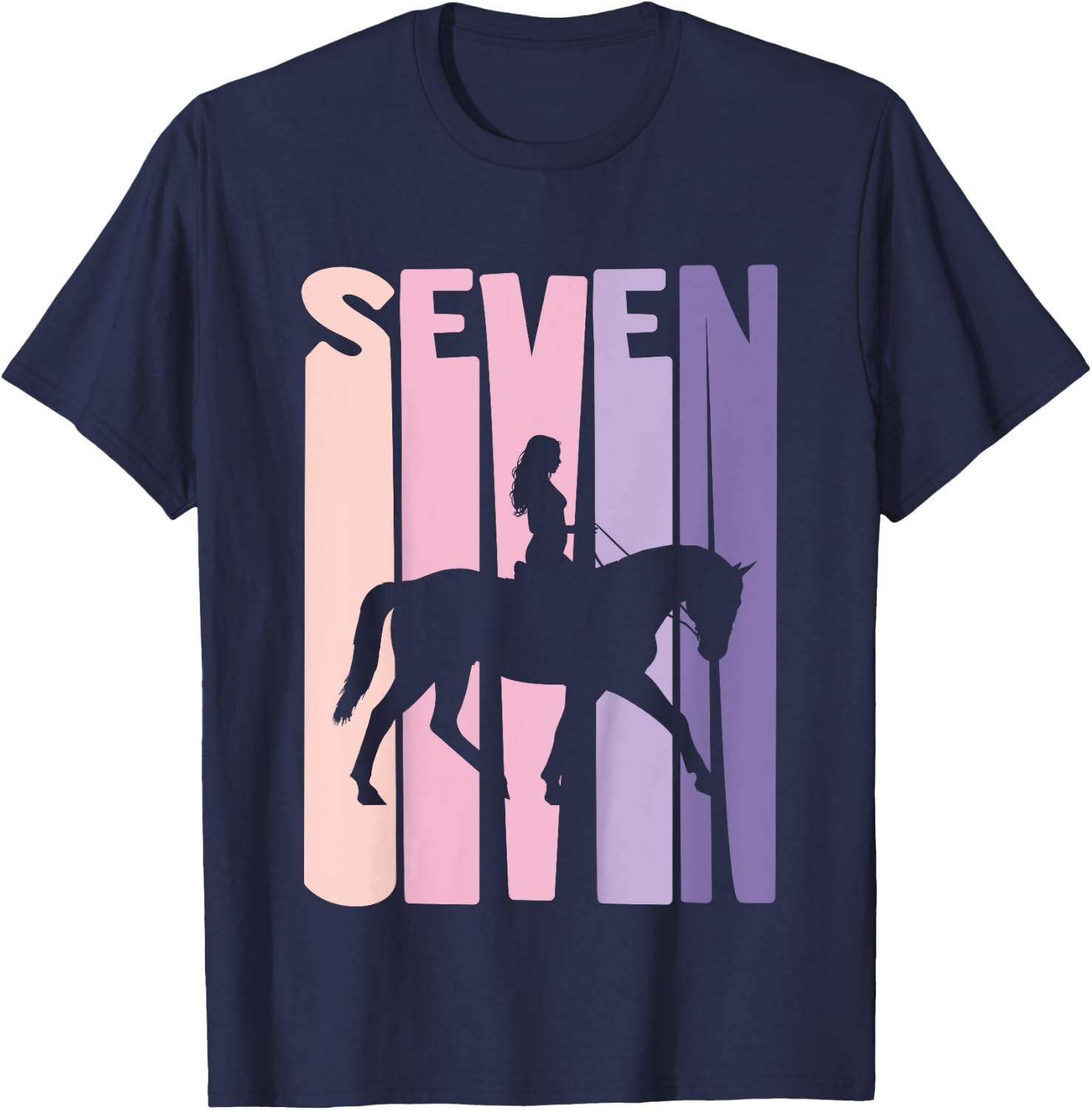 7th Birthday Gift Horse Rider Fan 7 Years Girls T-Shirt - T-Shirt | Navy