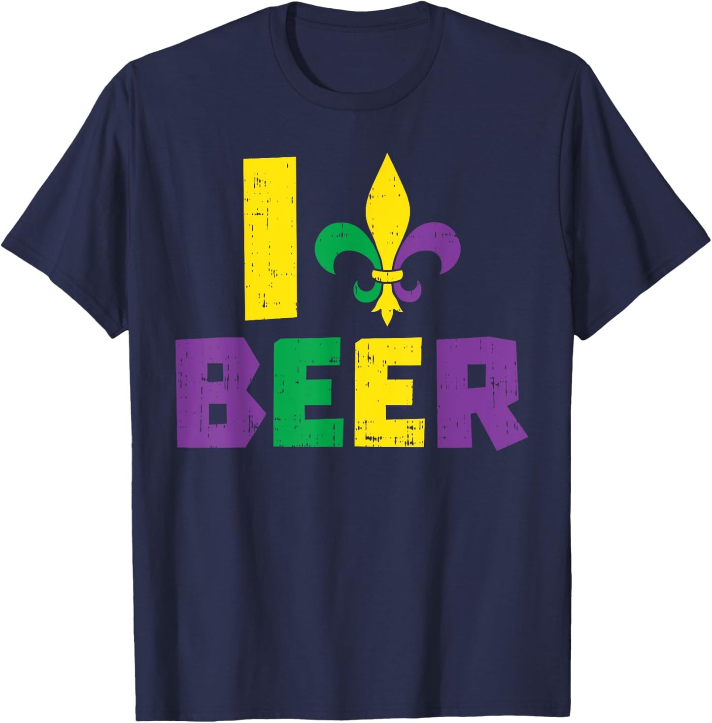 I Love Beer Jester Hat Drinking Team Fun Mardi Gras Carnival T-Shirt - T-Shirt | Navy