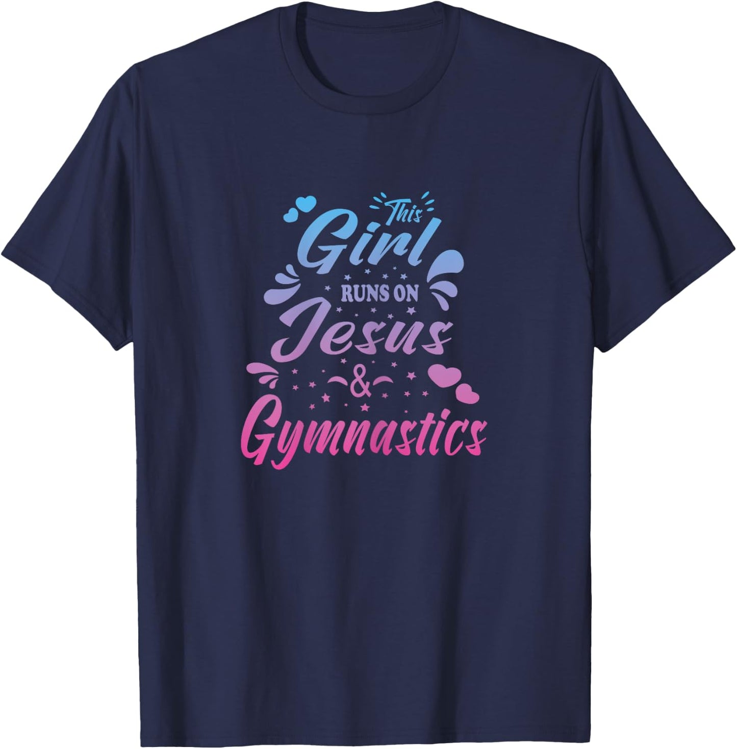 This Girl Runs On Jesus And Gymnastics Christian Women Kid T-Shirt - T-Shirt | Navy