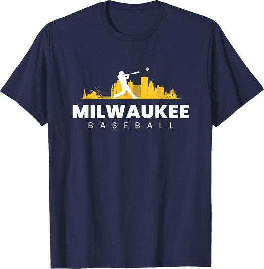 Milwaukee Baseball Vintage Minimalist Retro Baseball Lover T-Shirt - T-Shirt | Navy