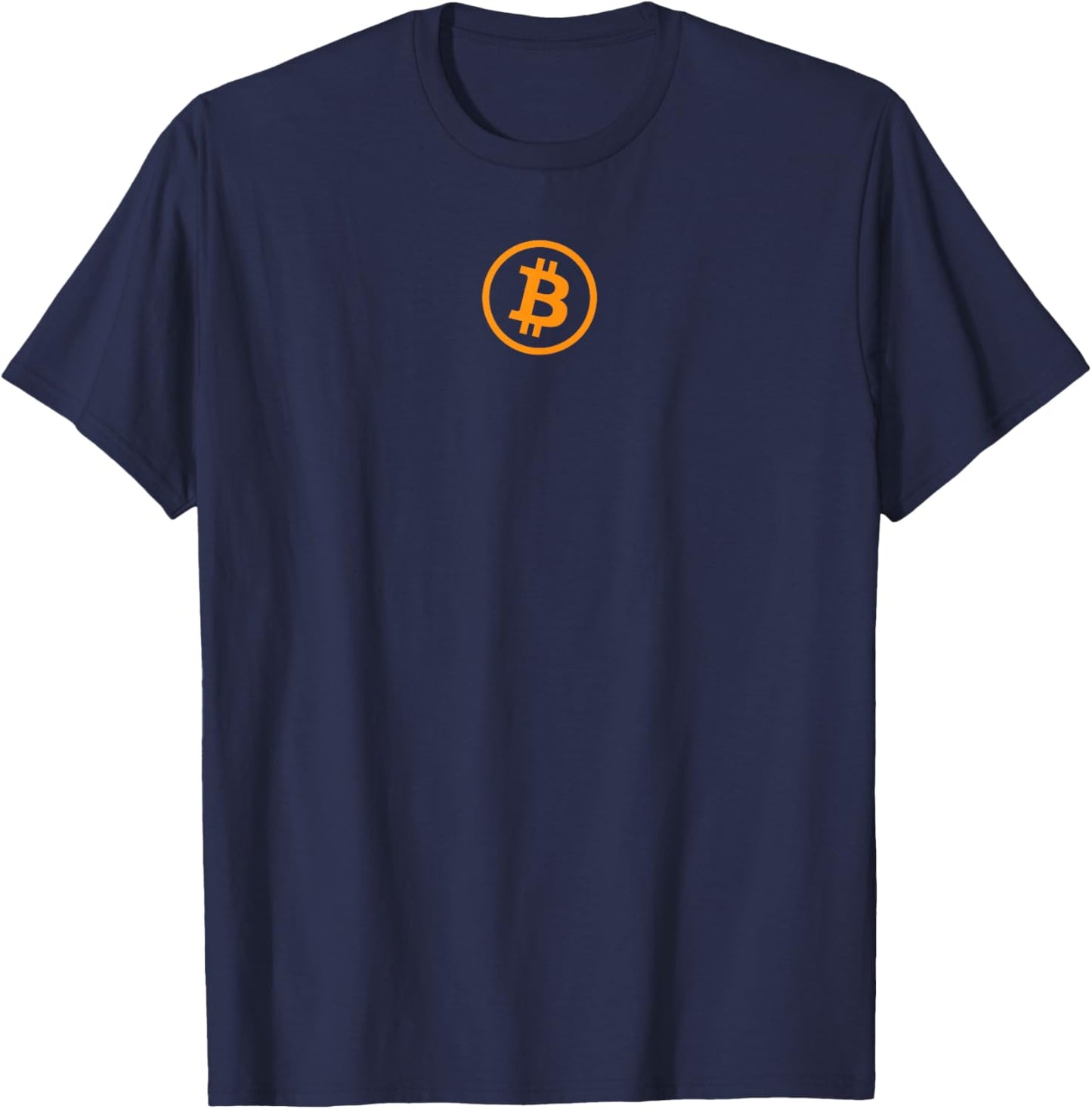 Bitcoin Cryptocurrency BTC Neck Position Orange Bitcoin Logo T-Shirt - T-Shirt | Navy