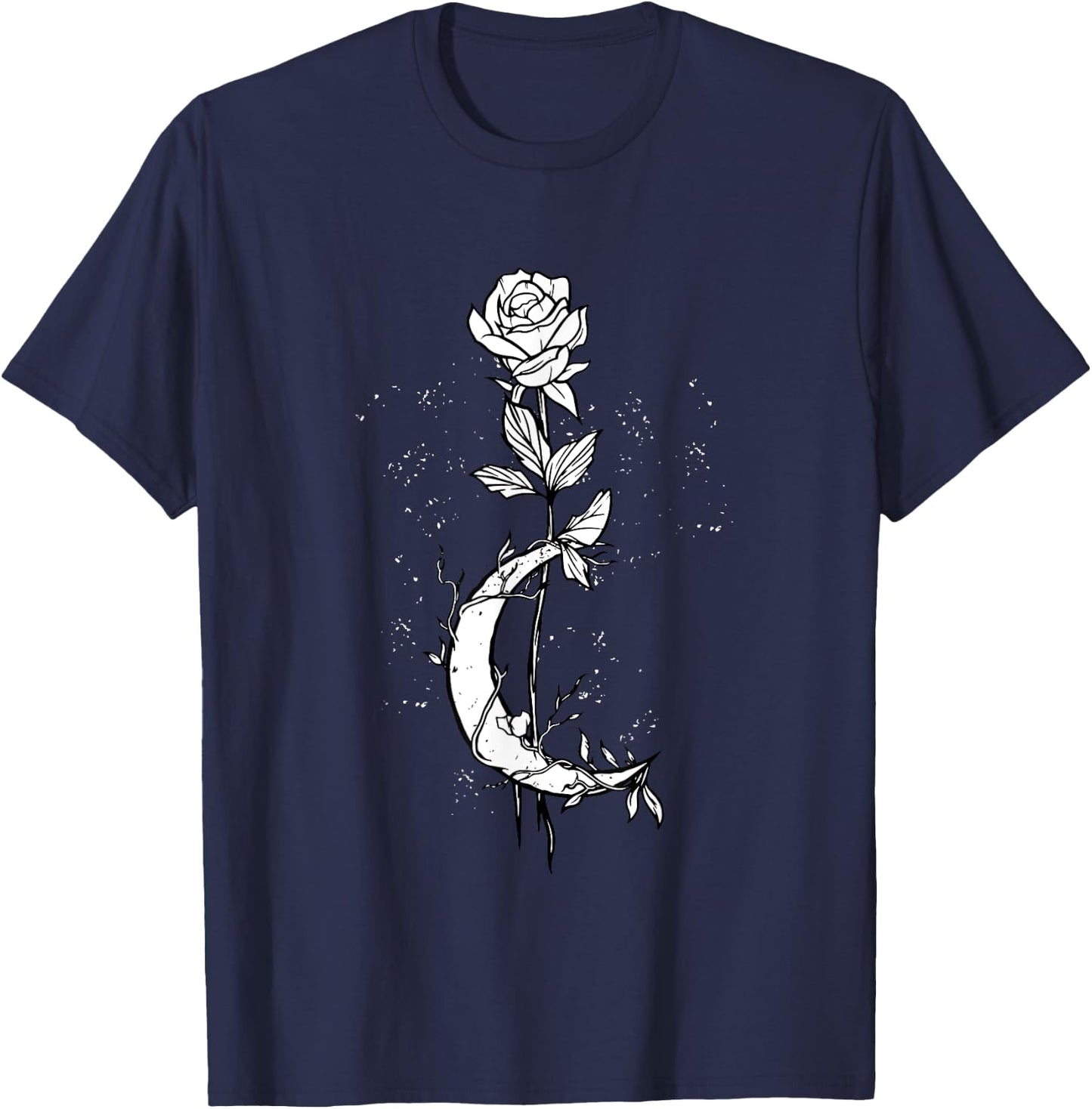 Occult Moon Rose Gothic Moon Rose Witchcraft Esoteric Goth T-Shirt - T-Shirt | Navy