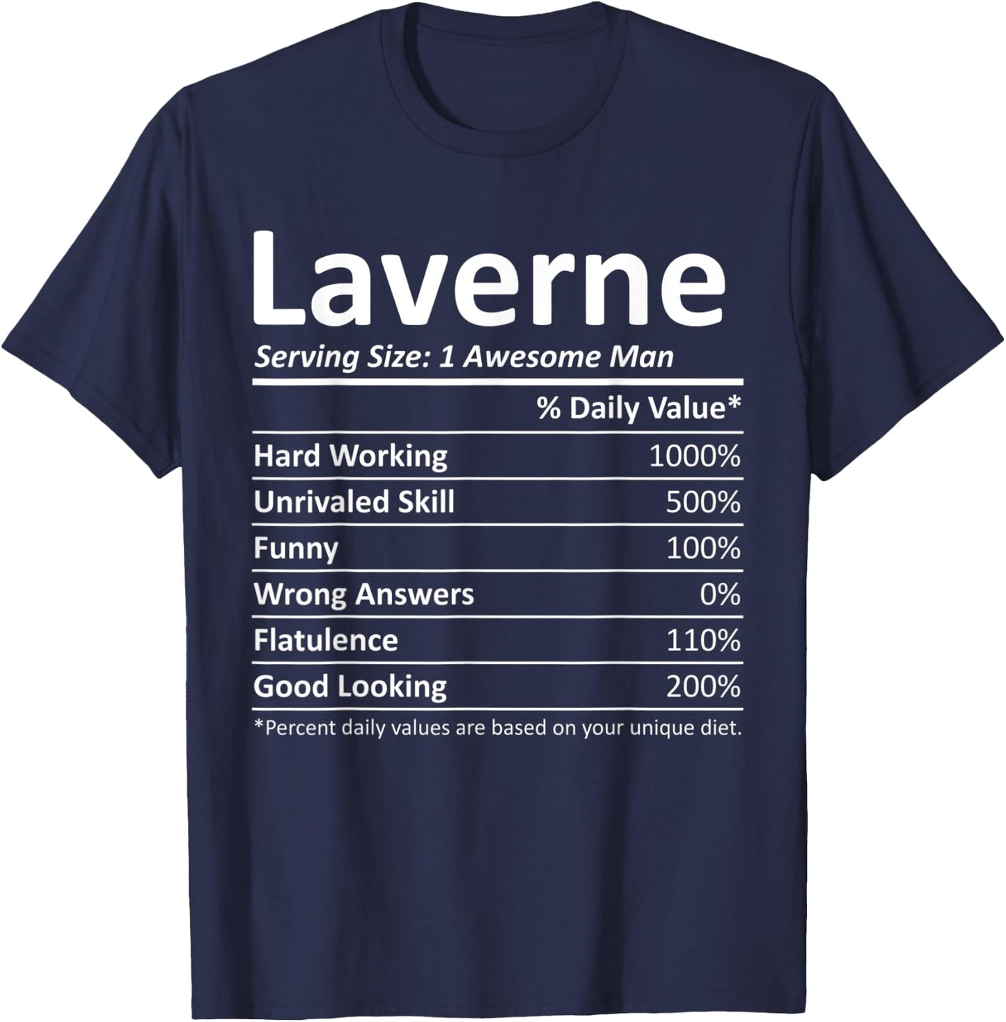 LAVERNE Nutrition Funny Birthday Personalized Name Gift T-Shirt - T-Shirt | Navy