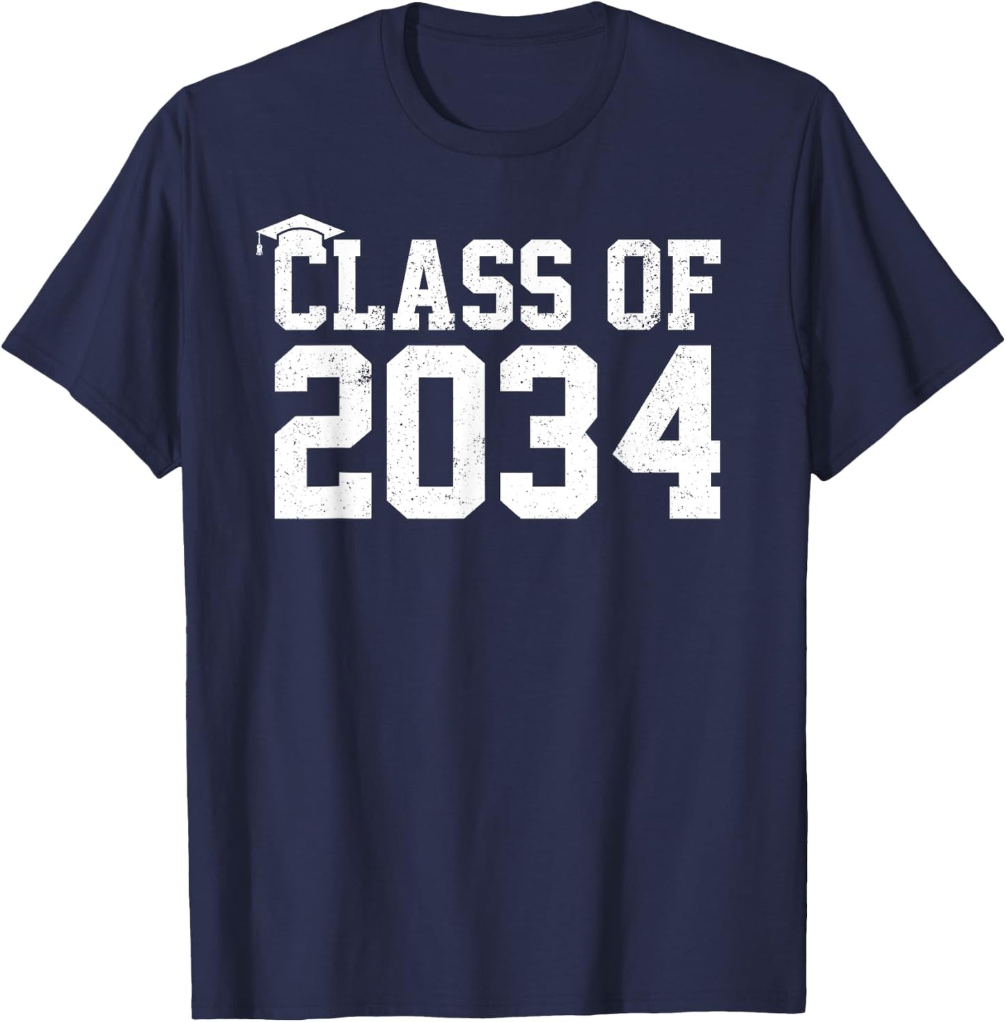 Class Of 2034 Grow With Me Graduation First Day Of School T-Shirt - T-Shirt | Navy