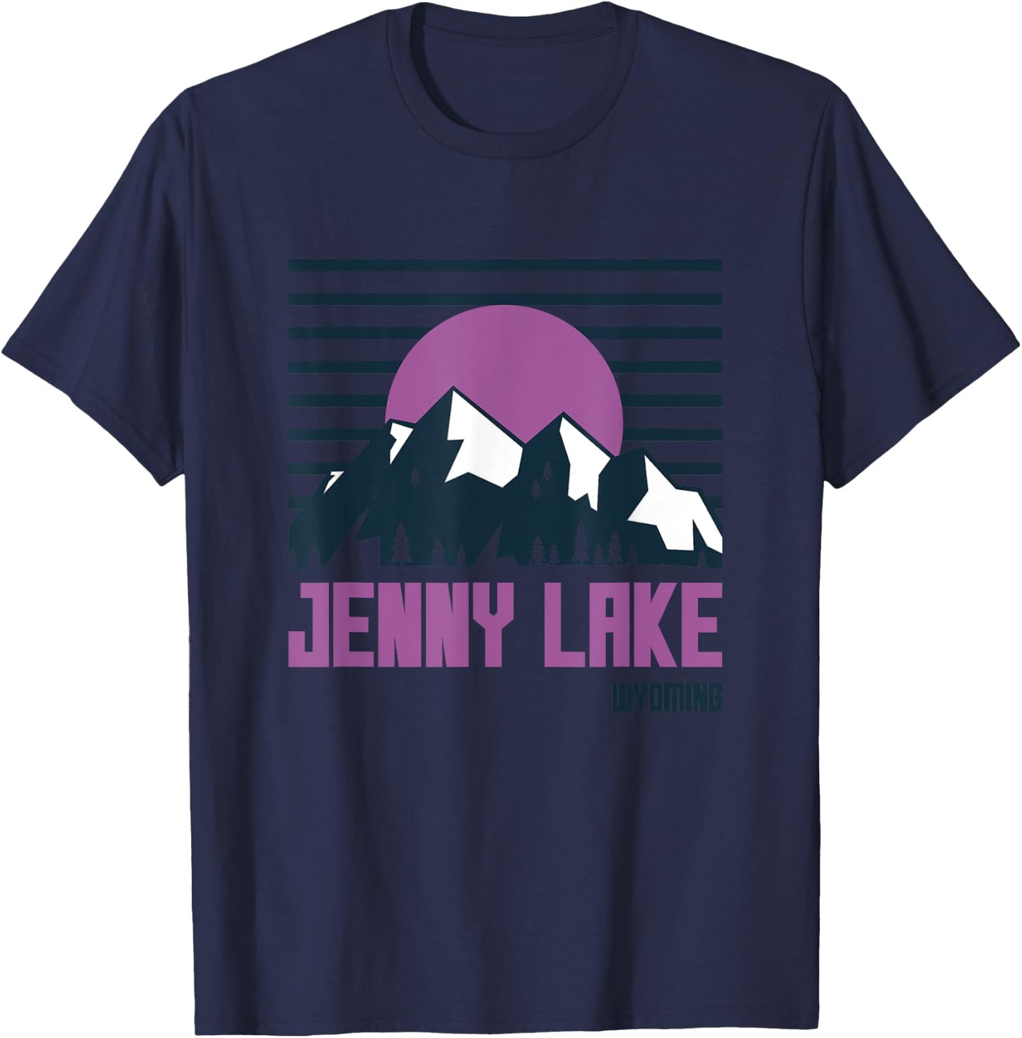 Jenny Lake Wyoming Vintage Mountains Hiking Camp Retro T-Shirt - T-Shirt | Navy