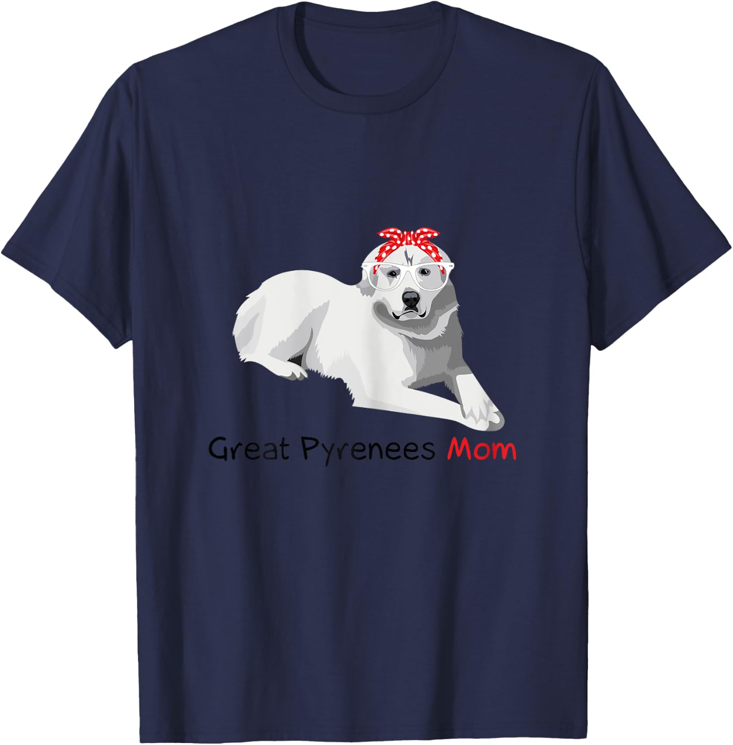 Great Pyrenees Mom Bandana Patou T-Shirt - T-Shirt | Navy
