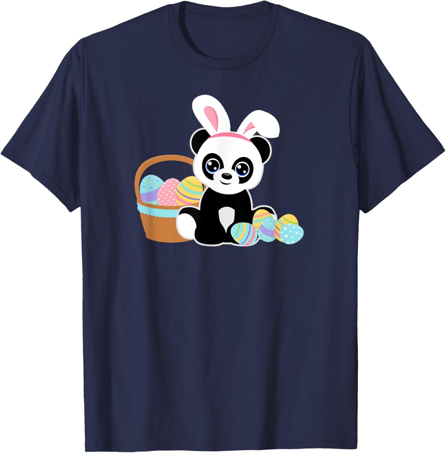Easter Bunny Ears Panda Lover Cute Easter Eggs Funny Graphic T-Shirt - T-Shirt | Navy