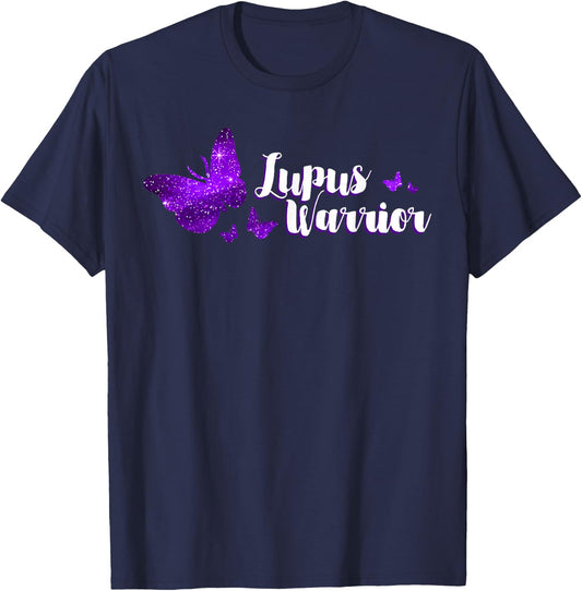 Lupus Warrior Purple Ribbon Autoantibodies Immune System T-Shirt - T-Shirt | Navy