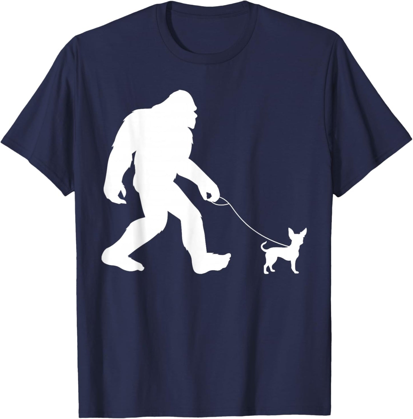 Fun Bigfoot Sasquatch Walking Chihuahua Gag Gift T-Shirt - T-Shirt | Navy