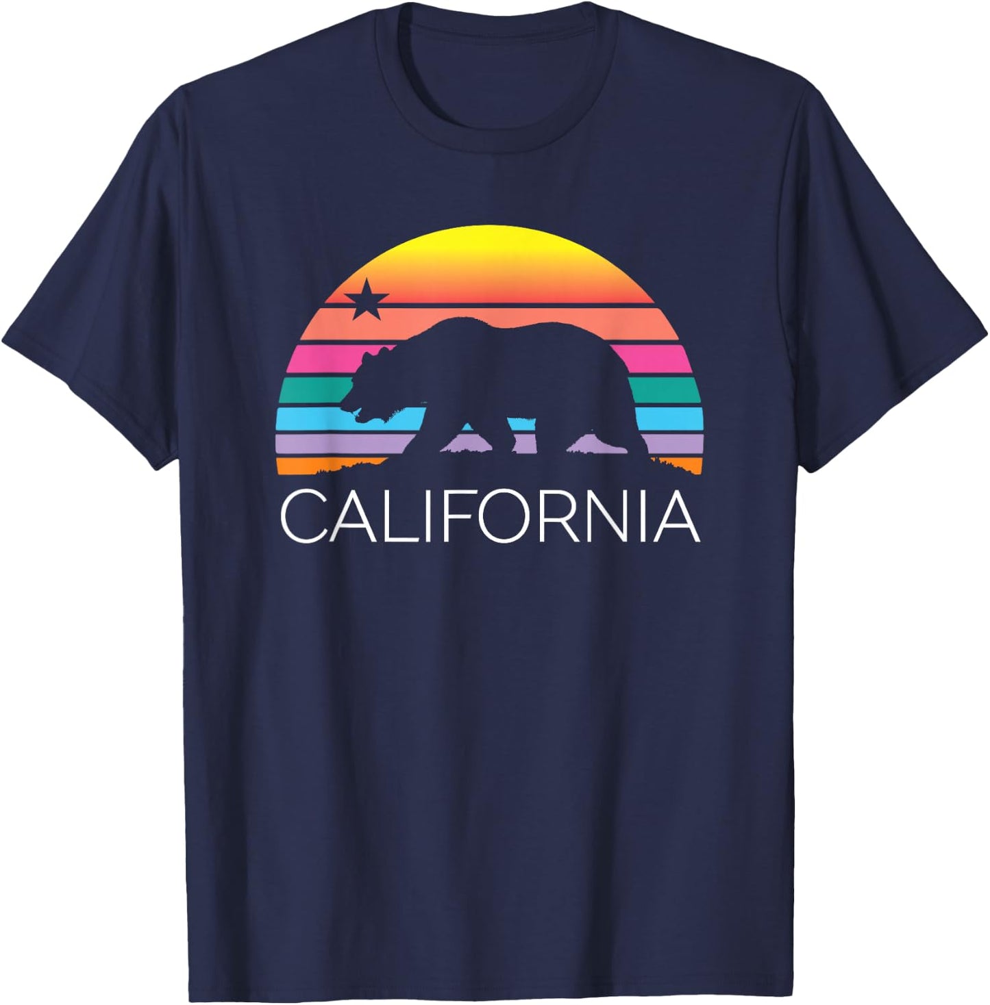 Retro California Surf Vintage Beach Cali 80s Venice Palm Sun T-Shirt - T-Shirt | Navy