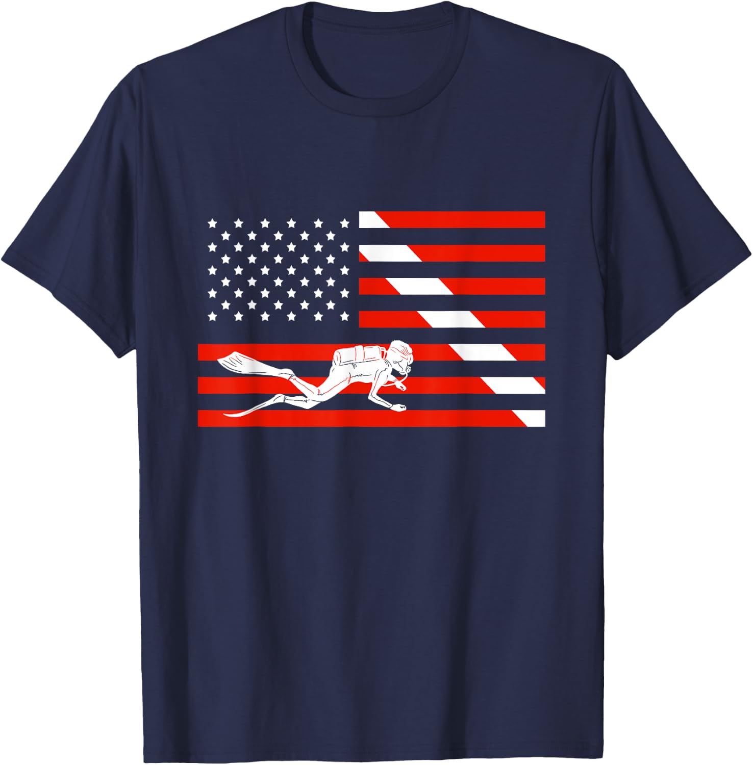 American Scuba Diver Flag Cool Scuba Dive Flag Diver Gift T-Shirt - T-Shirt | Navy