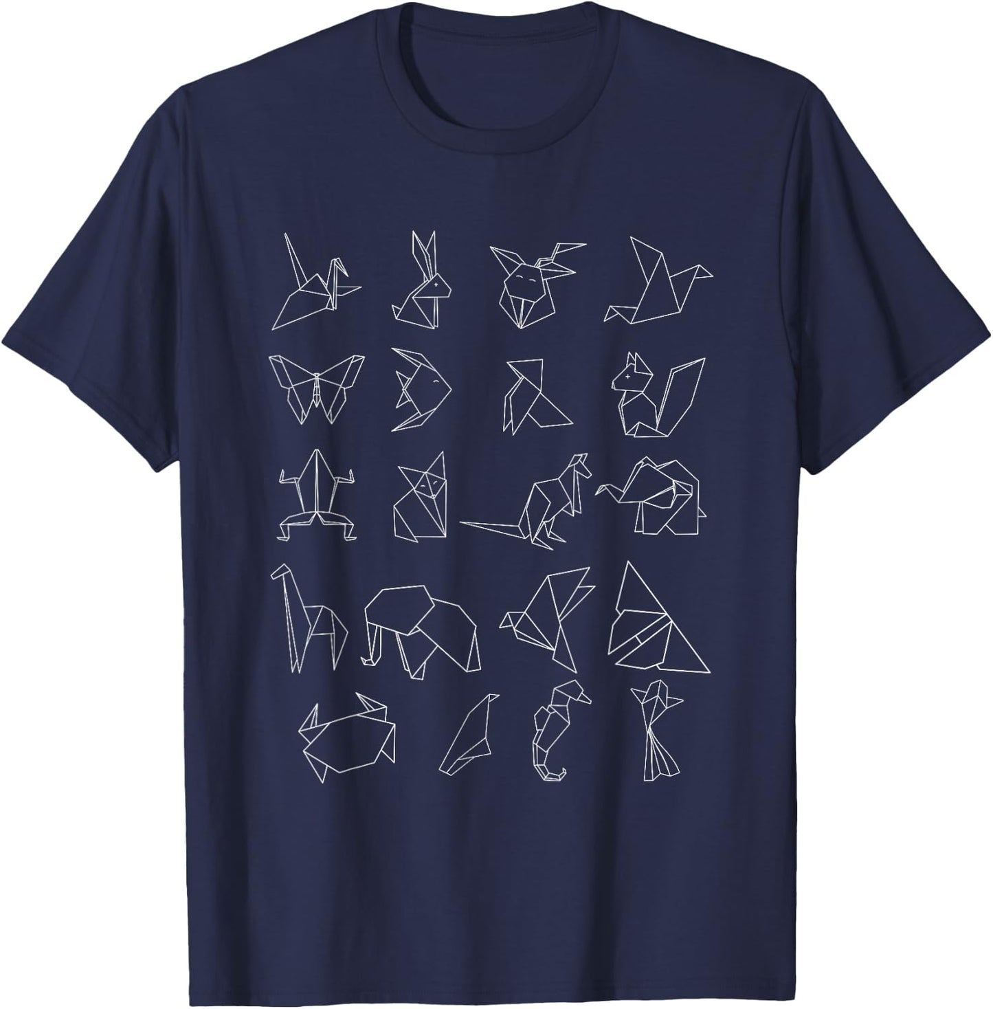 Origami Animal Set Japanese Otaku Japan Paper Art Gift T-Shirt - T-Shirt | Navy
