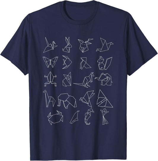 Origami Animal Set Japanese Otaku Japan Paper Art Gift T-Shirt - T-Shirt | Navy