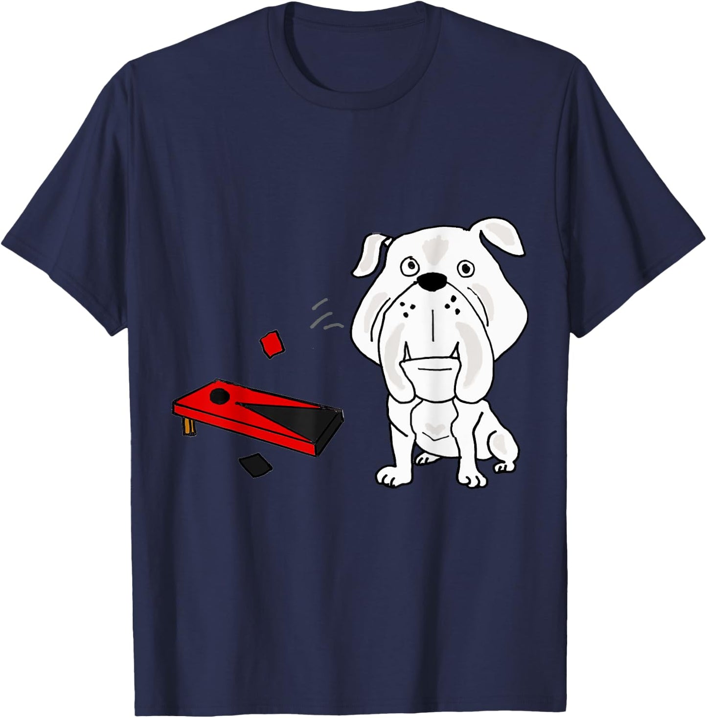 Smileteeshob Funny Bulldog Playing Cornhole Toss Tailgating T-Shirt - T-Shirt | Navy
