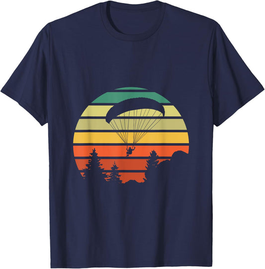 Paragliding Outfits Paraglider Vintage Paragliding Over Forest T-Shirt - T-Shirt | Navy