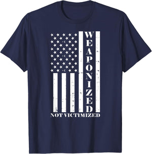 US American Flag - Gun Owner - Weaponized Not Victimized T-Shirt - T-Shirt | Navy