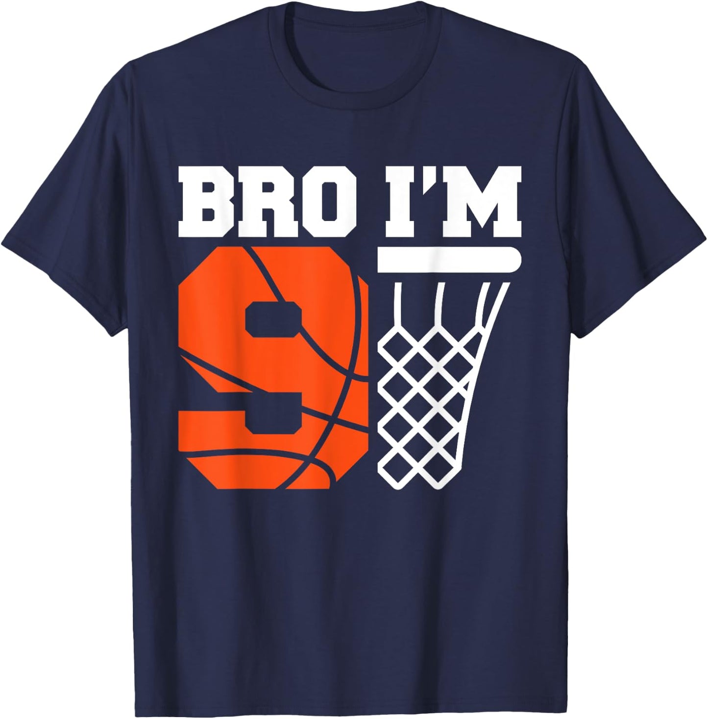 Basketball 9th Birthday Boy Bro I’m 9 Year Old Bday Party T-Shirt - T-Shirt | Navy