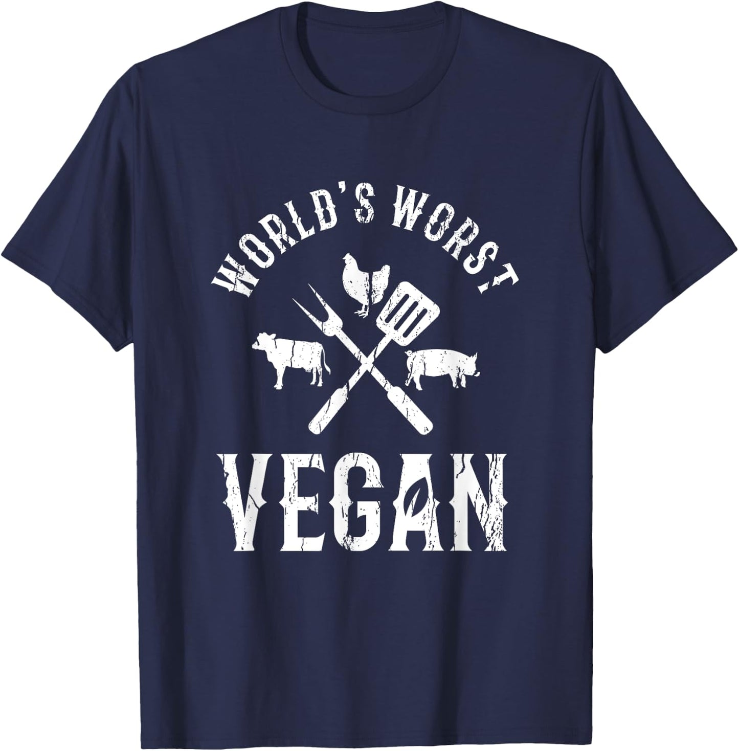 World's Worst Vegan Clothing Meat Lovers Gift Funny BBQ T-Shirt - T-Shirt | Navy