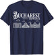 Bucharest Romania City Skyline Map Travel T-Shirt - T-Shirt | Navy