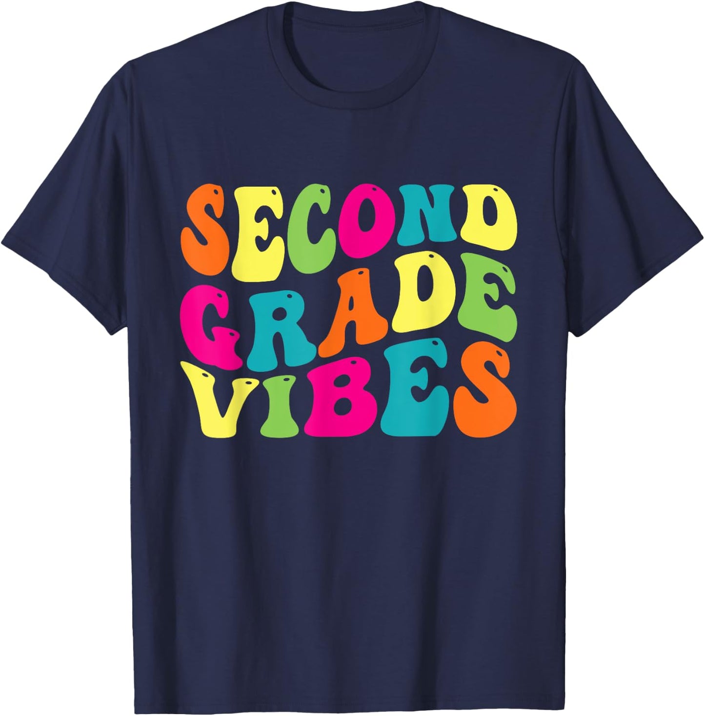 Second Grade Vibes Retro 2nd Grade Teacher 1st Day Of School T-Shirt - T-Shirt | Navy