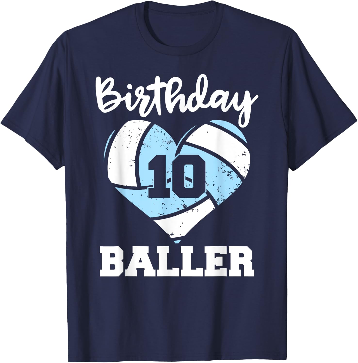 10th Birthday Baller Funny 10 Year Old Volleyball T-Shirt - T-Shirt | Navy