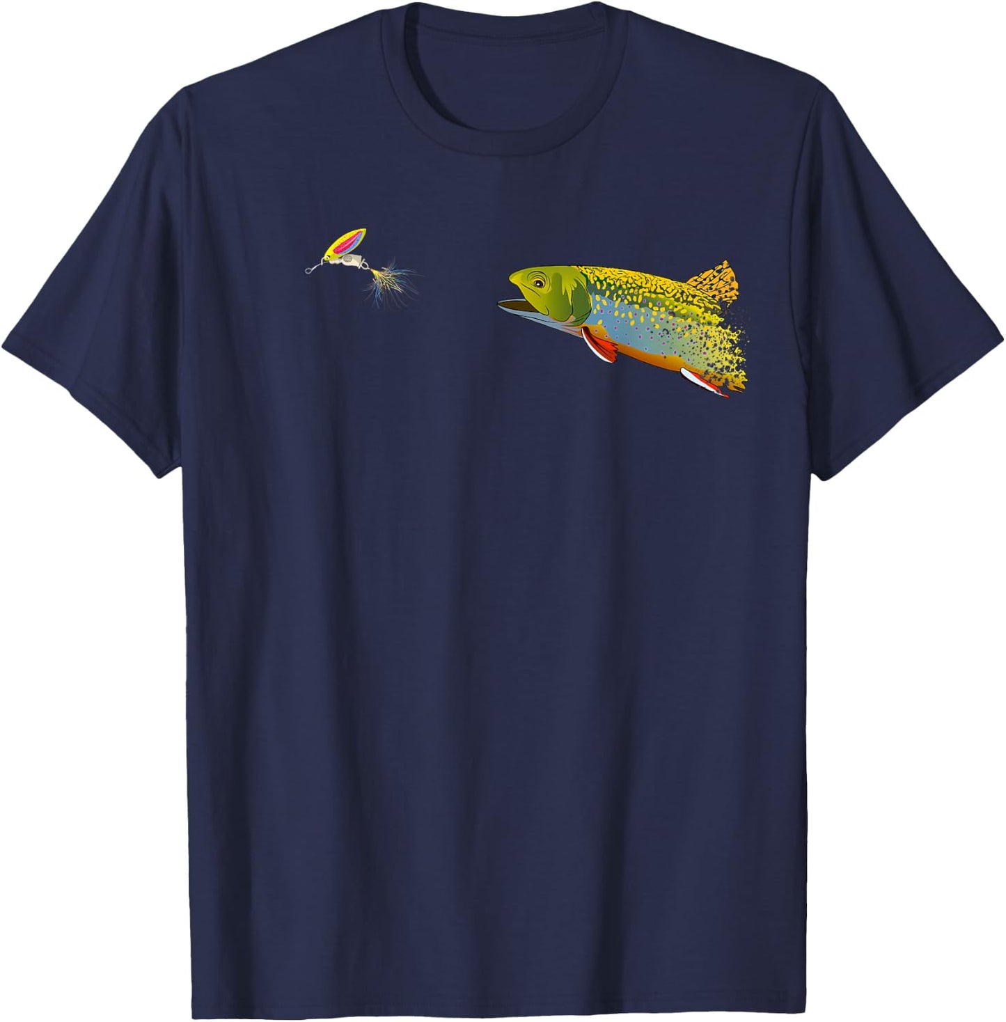 Fly Fishing Brook Trout Graphic For Fisherman T-Shirt - T-Shirt | Navy