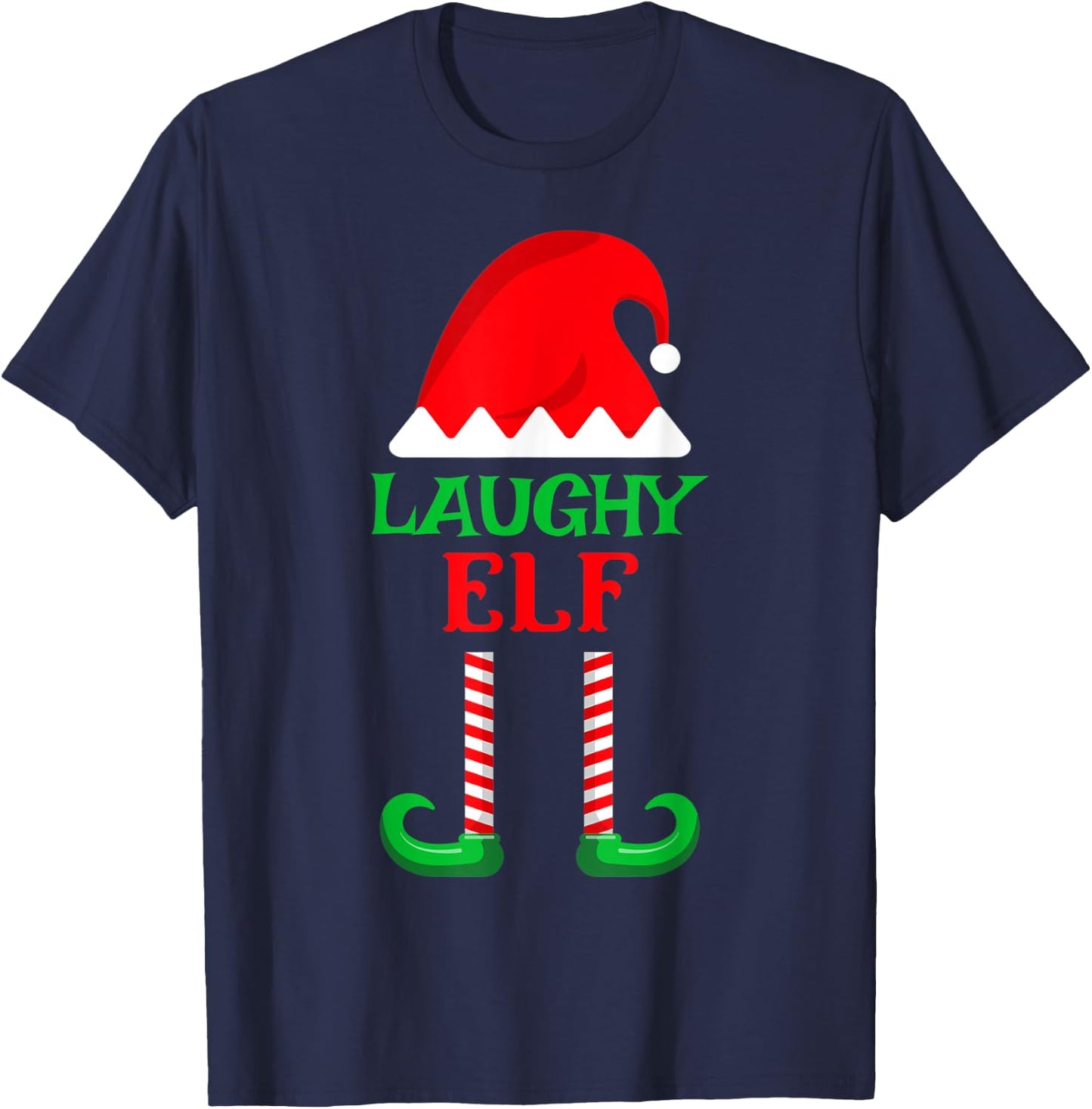 Laughy Elf | Christmas Holiday North Pole Santa's Helper T-Shirt - T-Shirt | Navy