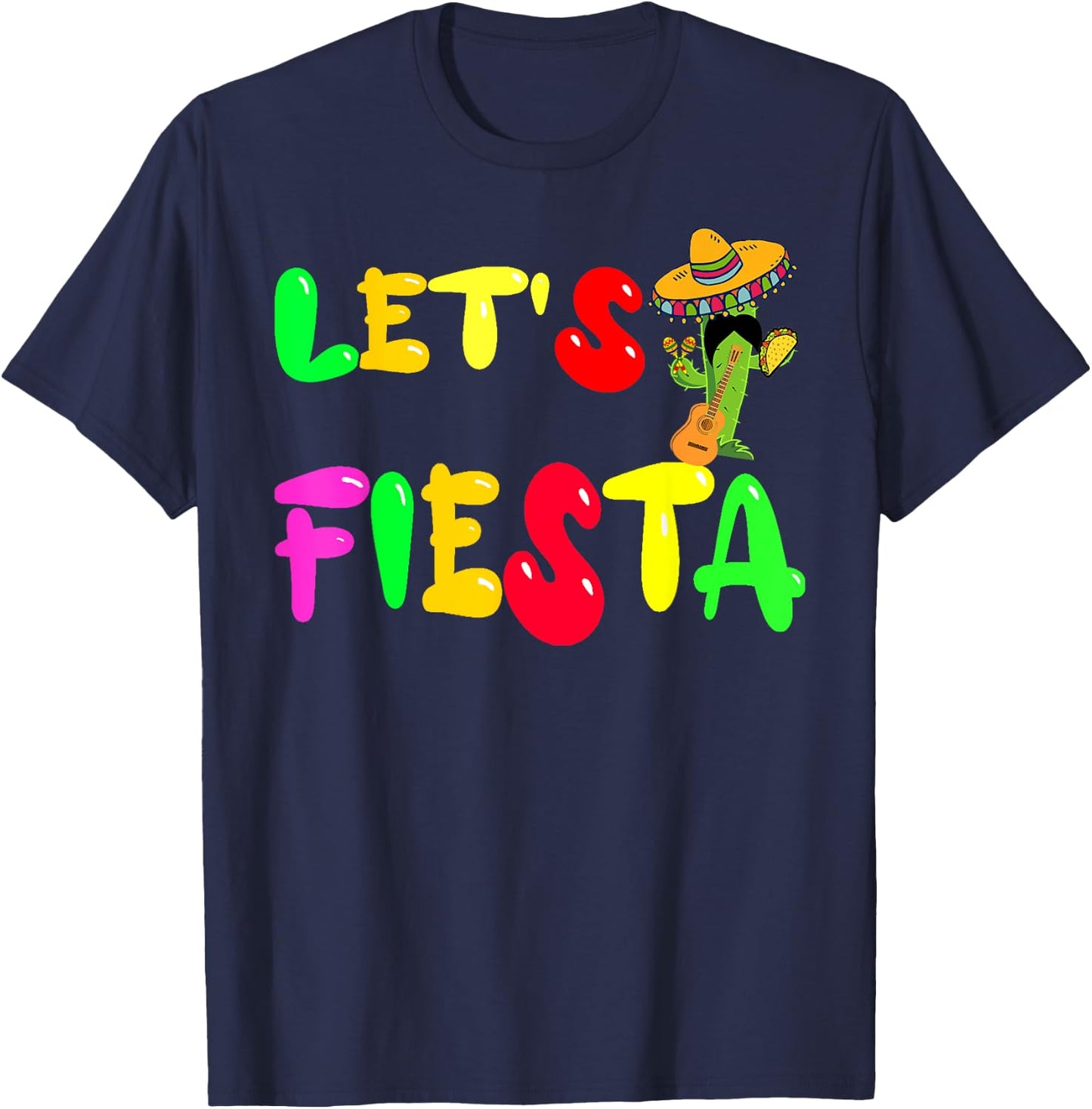 Cinco De Mayo,Mexican Party Cactus Mustaches Decor,Sombrero T-Shirt - T-Shirt | Navy