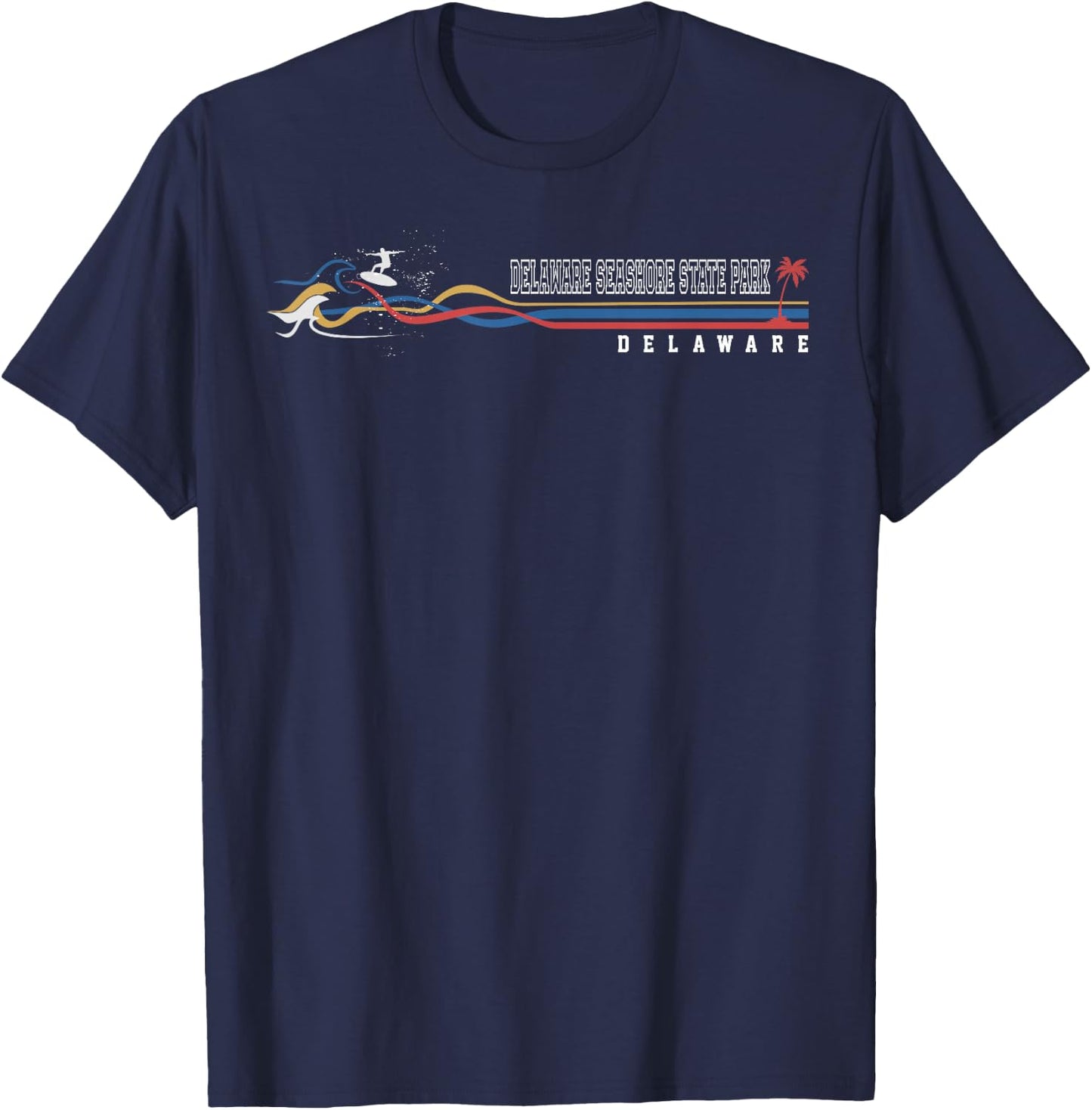 Retro Delaware Delaware Seashore State Park Surfboarder T-Shirt - T-Shirt | Navy