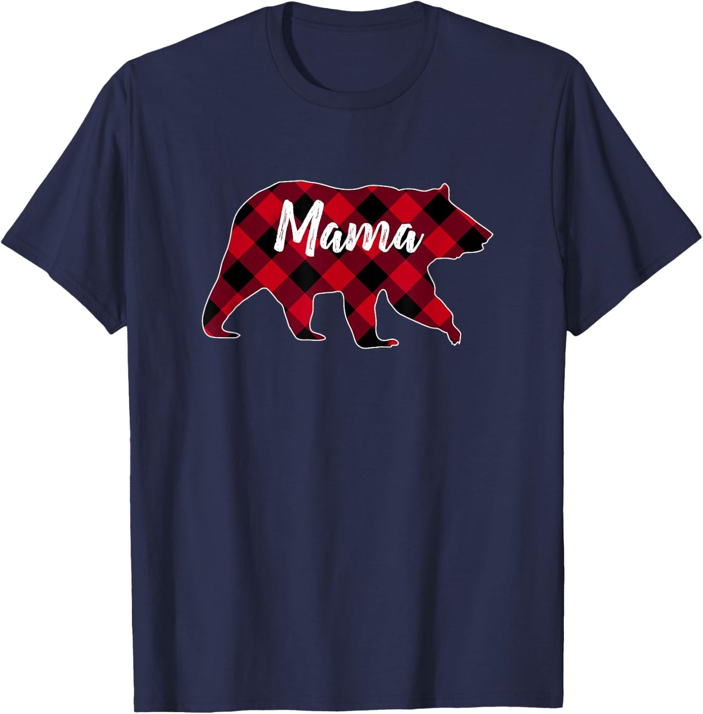Mama Bear Red and Black Buffalo Plaid T-Shirt - T-Shirt | Navy