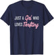 Just A Girl Who Loves Thrifting Garage Sale Shopper Thrifty T-Shirt - T-Shirt | Navy