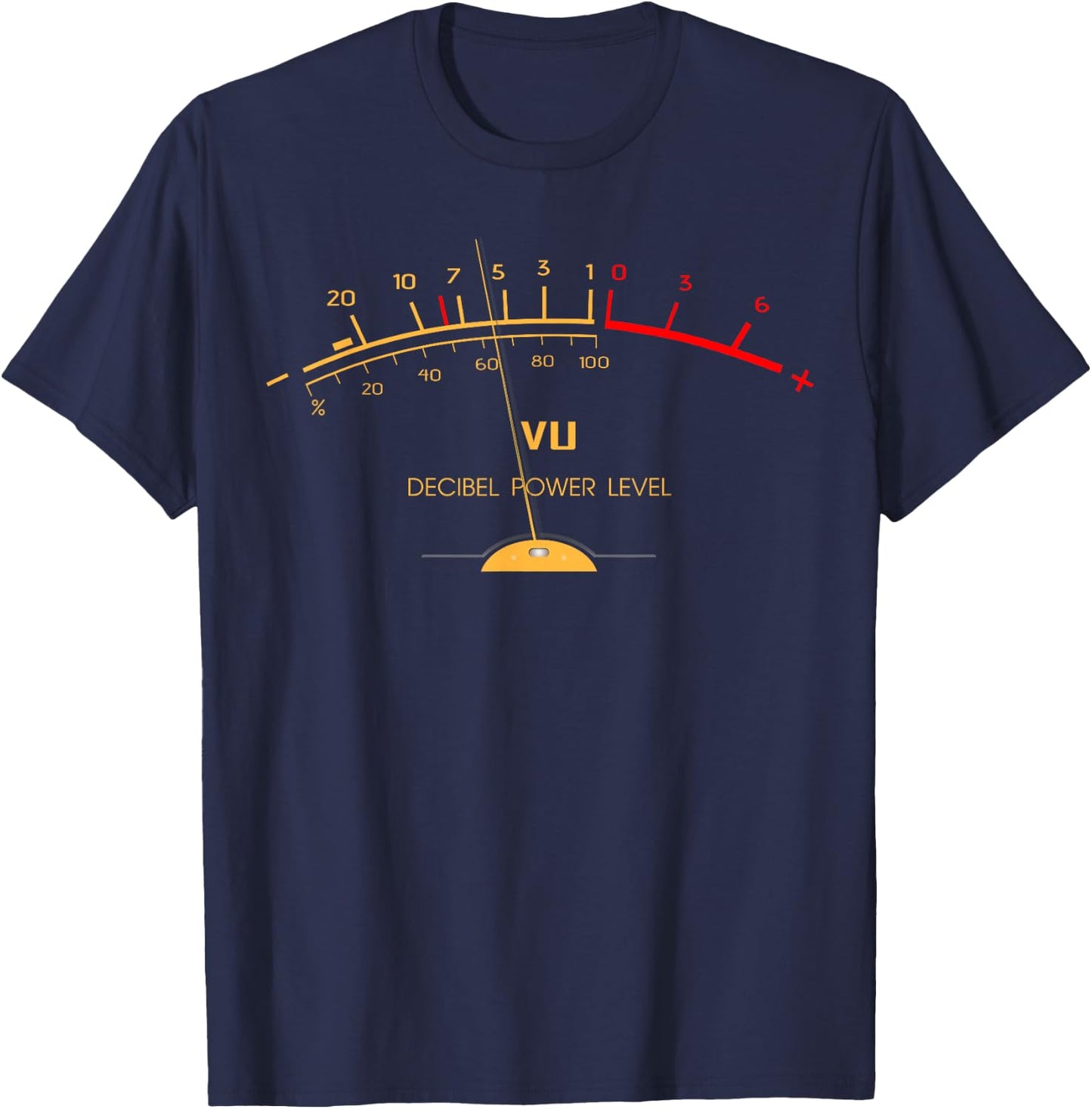 Retro VU Meter Sound Level Studio Hi-Fi Vintage Stereo Music T-Shirt - T-Shirt | Navy