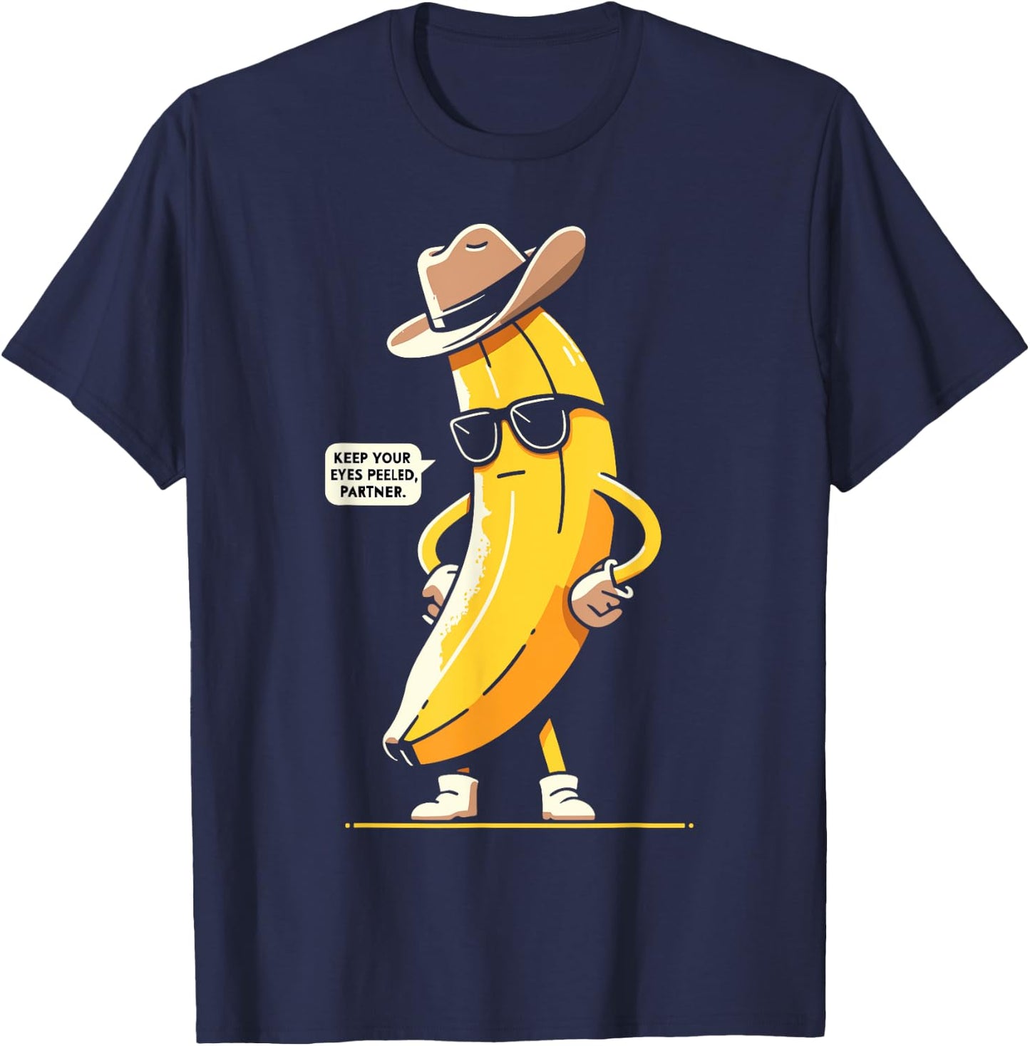 Banana Cowboy Cowgirl Country Western Novelty Funny Banana T-Shirt - T-Shirt | Navy