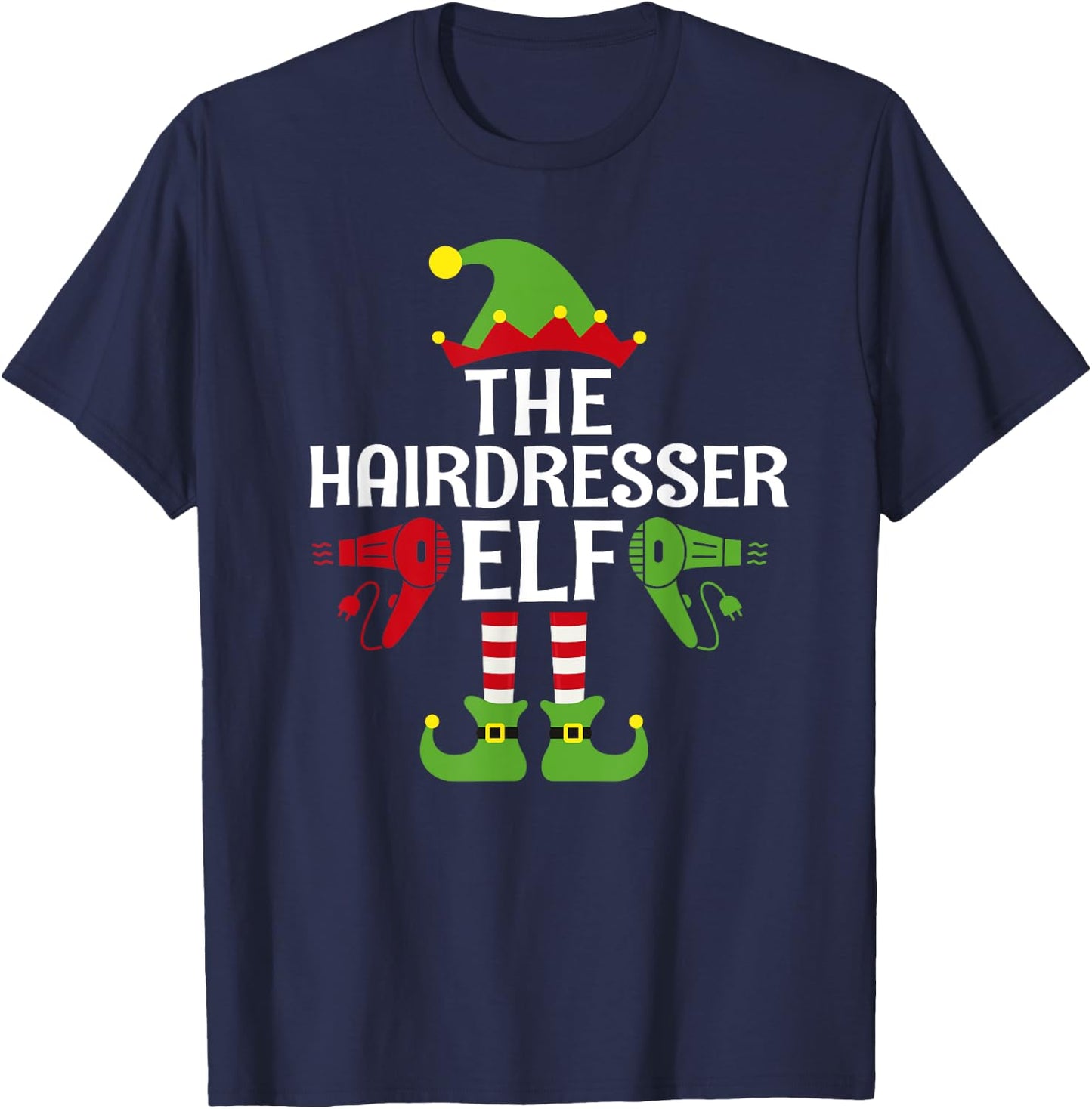 Hairdresser Elf Family Matching Group Christmas T-Shirt - T-Shirt | Navy