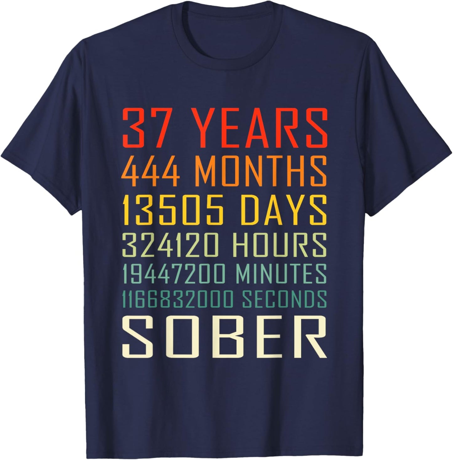 37 Year Sobriety Anniversary Vintage 37 Years Sober T-Shirt - T-Shirt | Navy