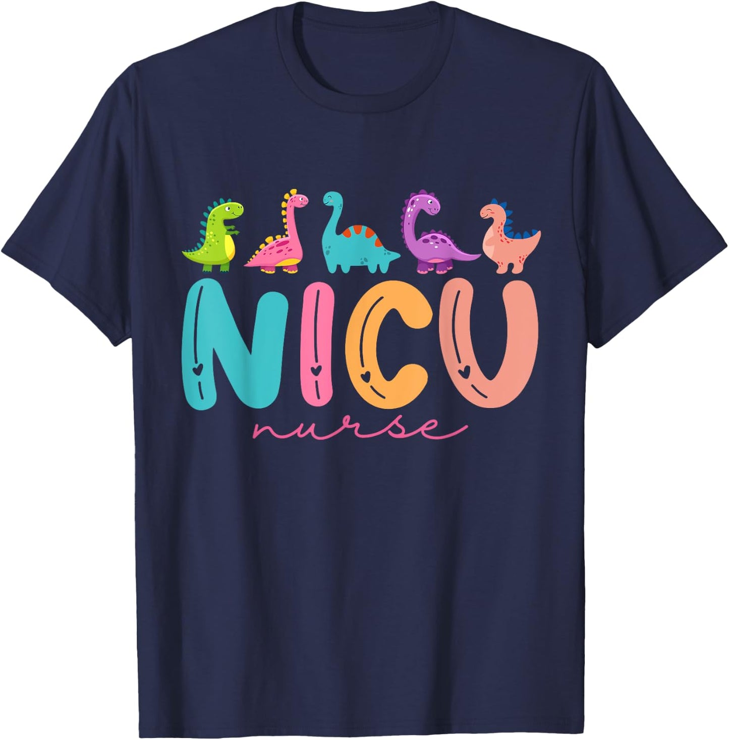NICU Nurse Animal Nurse Appreciation Nicu Nurse Dinosaur T-Shirt - T-Shirt | Navy
