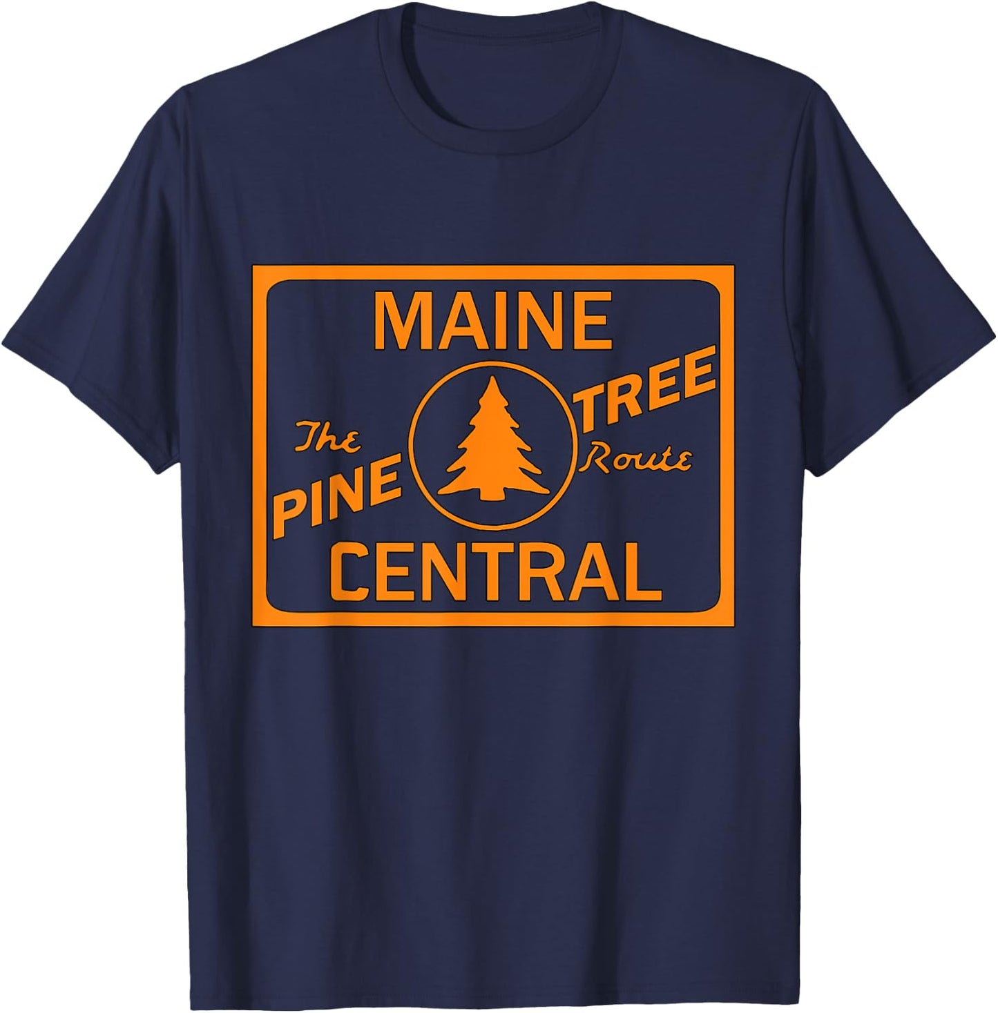 Vintage Maine Central Pine Tree Train Route Railroad T-Shirt - T-Shirt | Navy