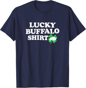 LUCKY BUFFALO SHIRT - NY New York sports 4 leaf clover funny T-Shirt - T-Shirt | Navy