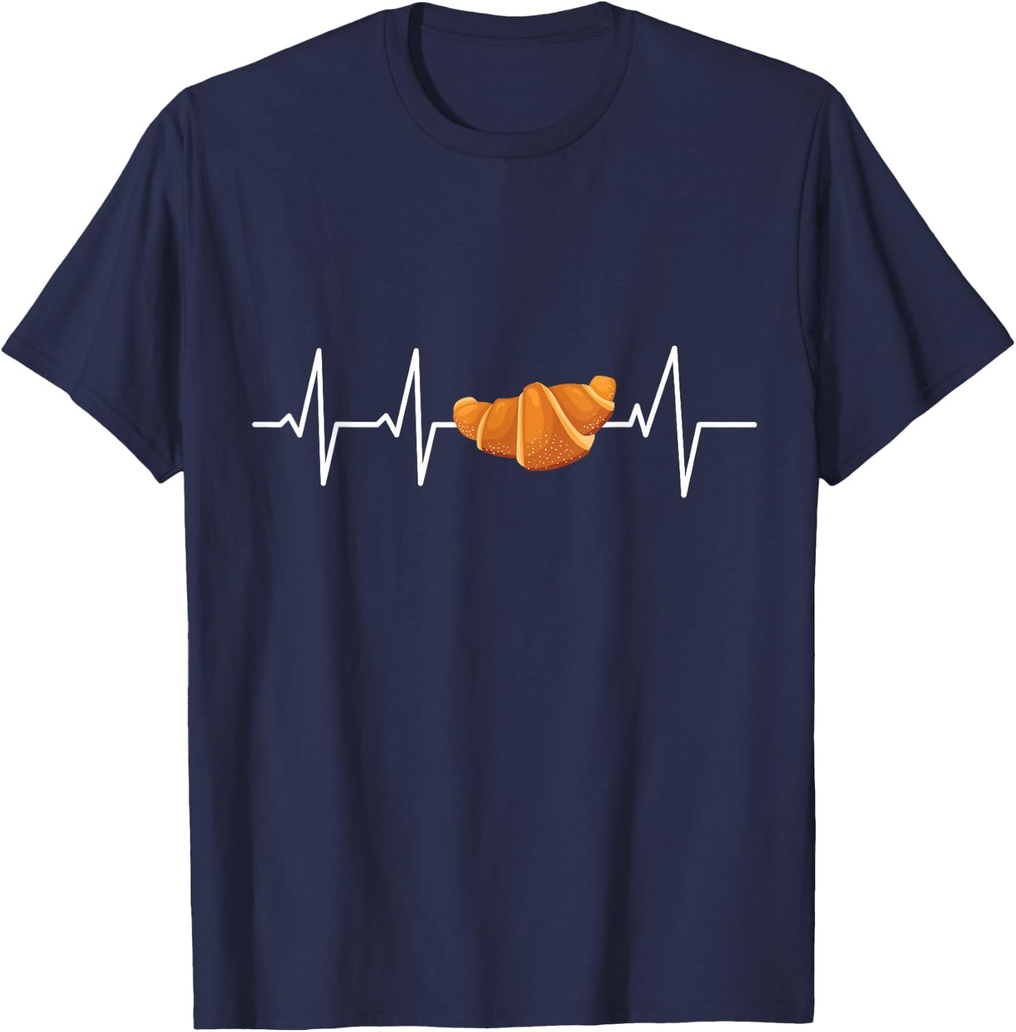 Croissant heartbeat ECG heart rate T-Shirt - T-Shirt | Navy