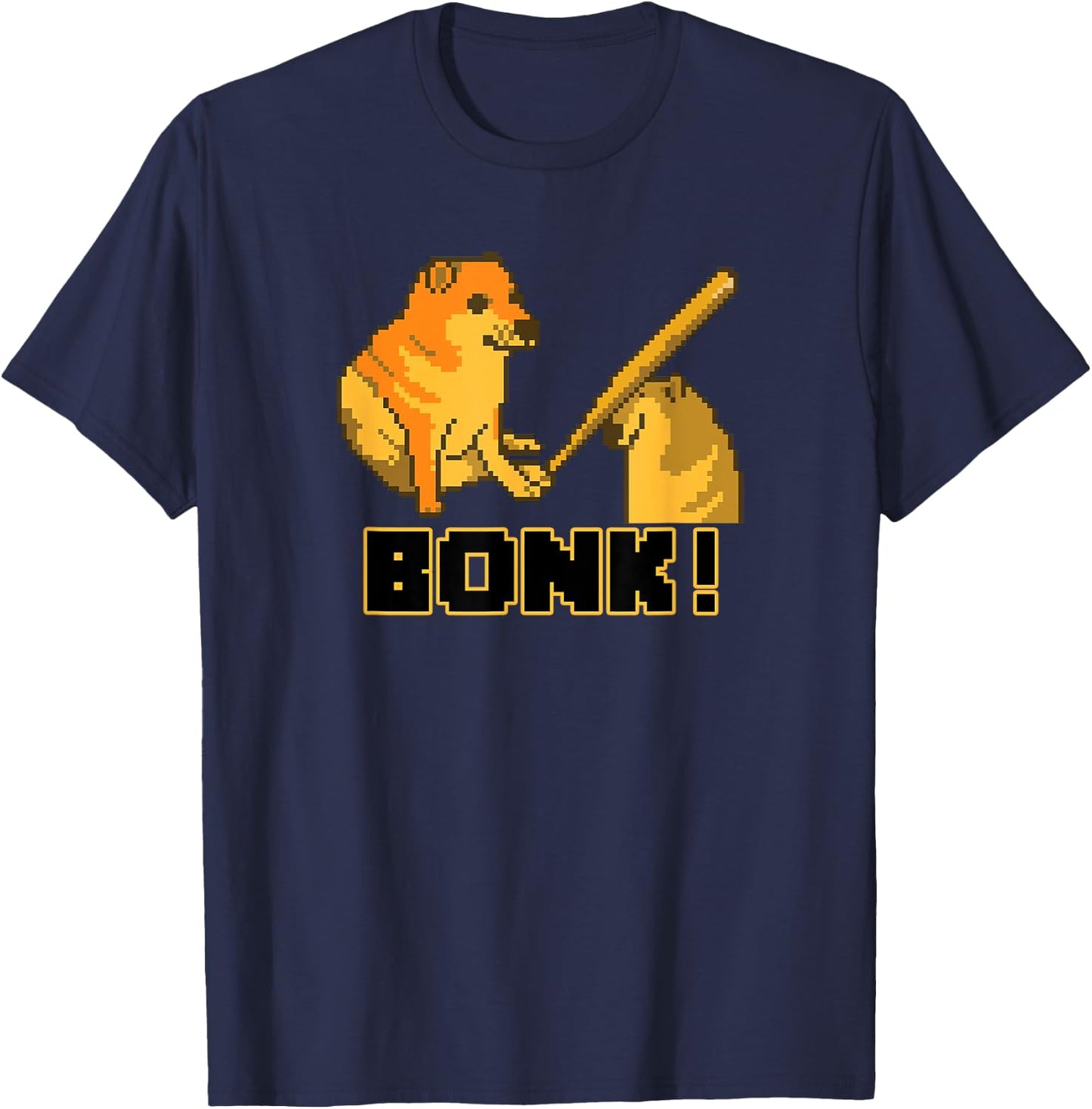 Extended Lunch Break Cheems Bonk Meme Pixel Art T-Shirt - T-Shirt | Navy