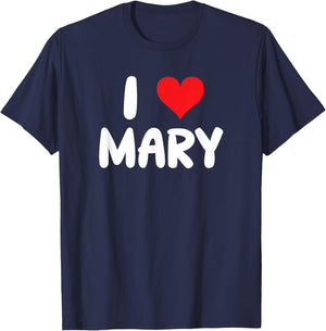 I Love Mary - Heart - Name T-Shirt - T-Shirt | Navy