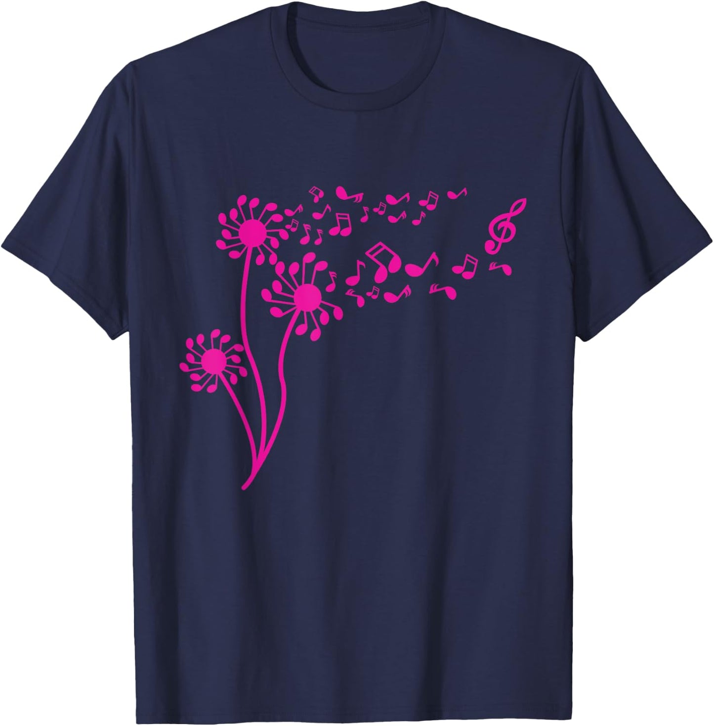 Funny Dandelion Music Note Flower Lover Gift Men Women Kids T-Shirt - T-Shirt | Navy