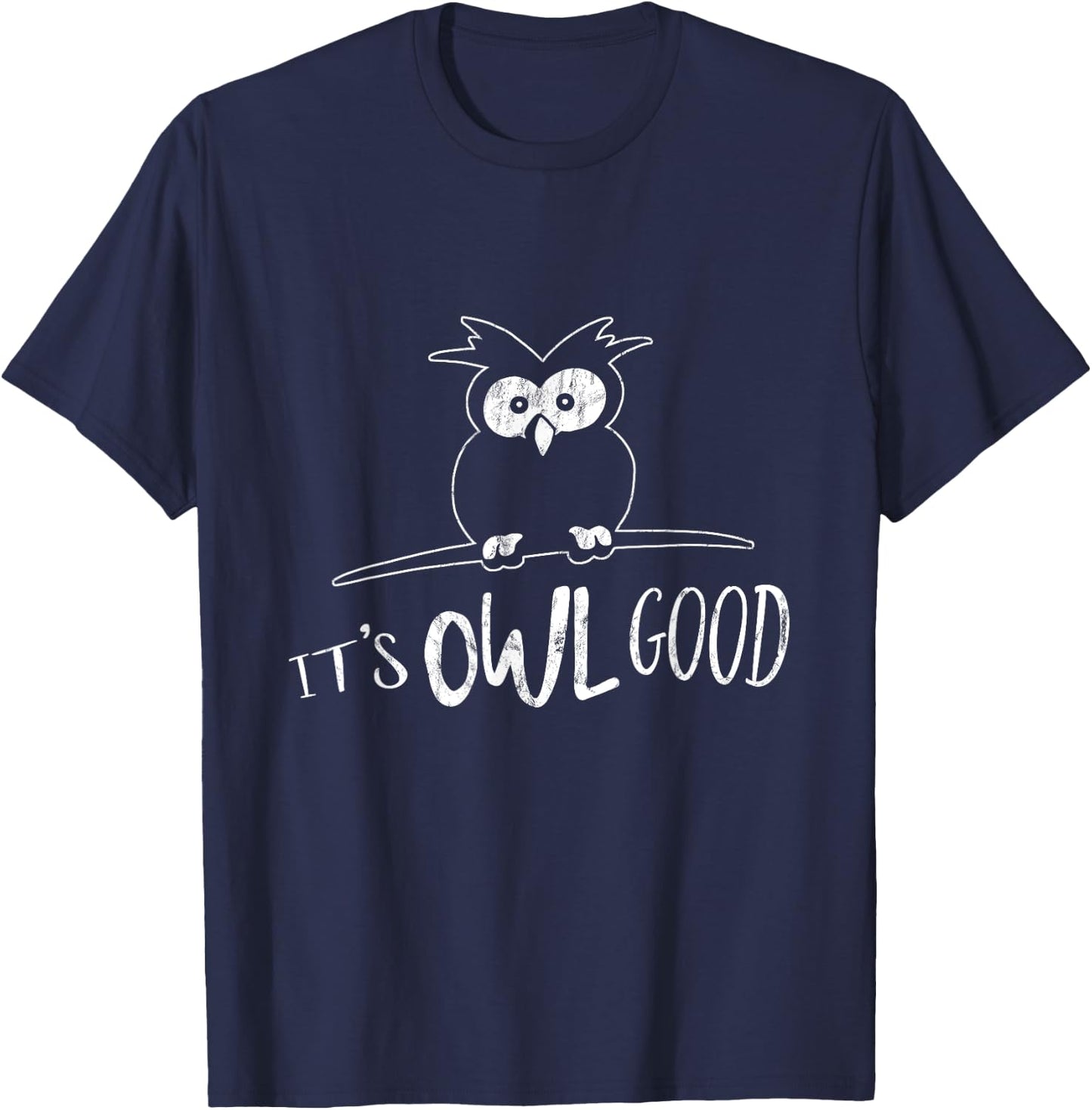 Funky It's Owl Good Owly Pun Cartoon Codger OWL T-Shirt - T-Shirt | Navy