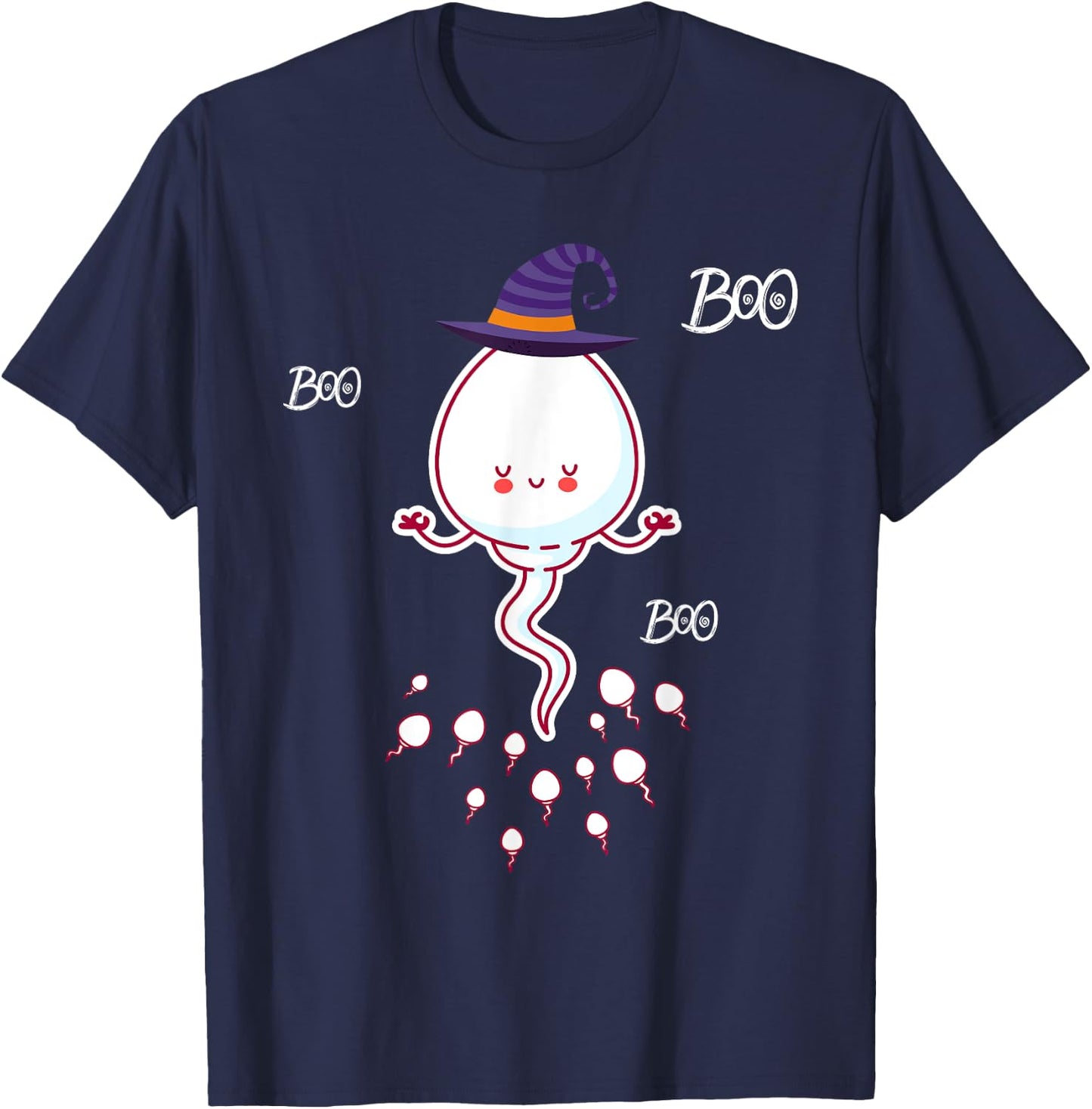 Boo Boo Funny Sperm Ghost Halloween Men Women Costume Gift T-Shirt - T-Shirt | Navy