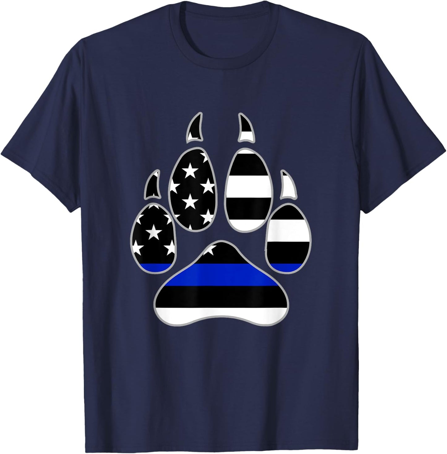 Dog Paw Print Police Flag Design T-Shirt - T-Shirt | Navy