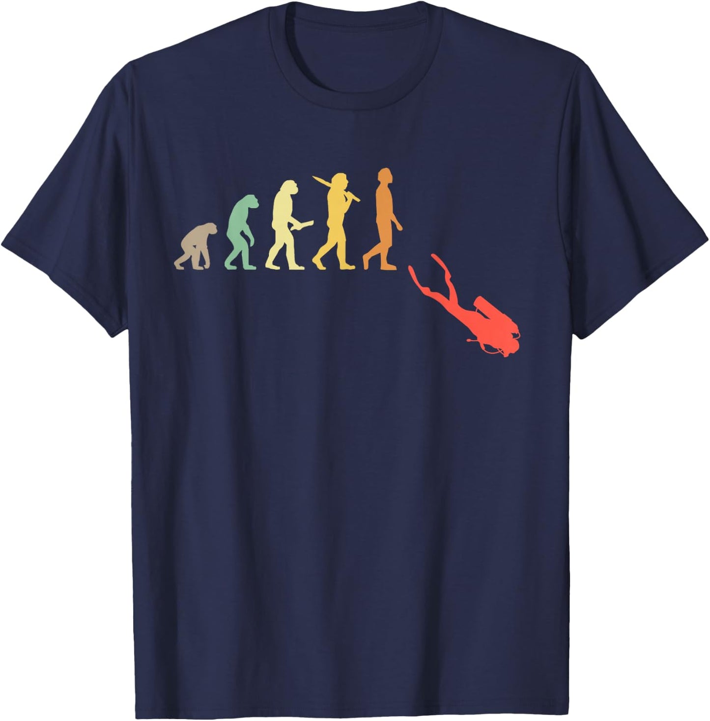 Retro Diving Evolution Gift Scuba Divers T-Shirt - T-Shirt | Navy