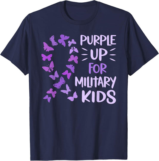 Purple Up Military Child Butterfly - Military Brats Month T-Shirt - T-Shirt | Navy