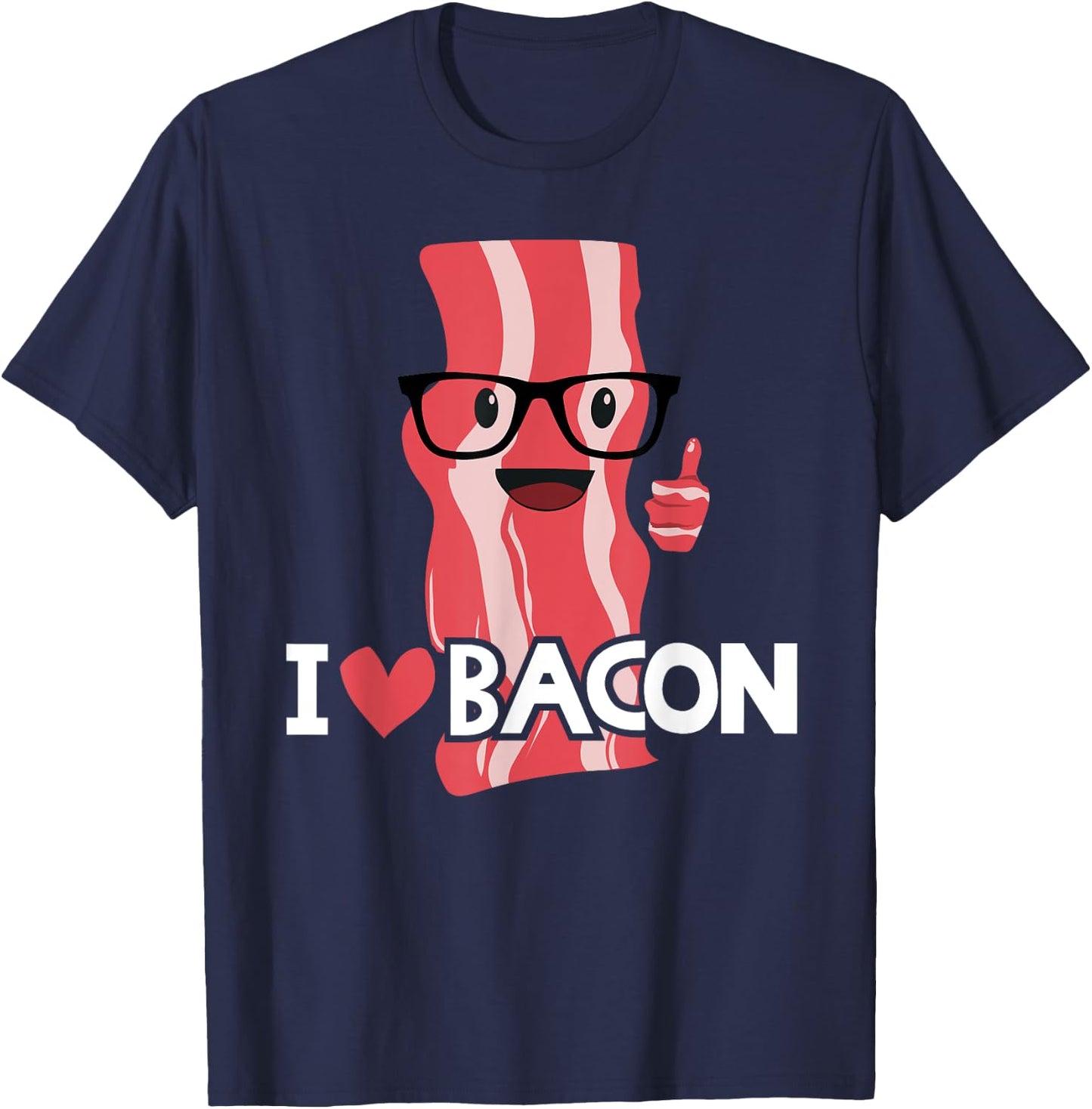Funny Bacon Gift Kids Boys Girls Cool Geeky I Love Bacon T-Shirt - T-Shirt | Navy