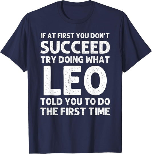 LEO Gift Name Personalized Birthday Funny Christmas Joke T-Shirt - T-Shirt | Navy